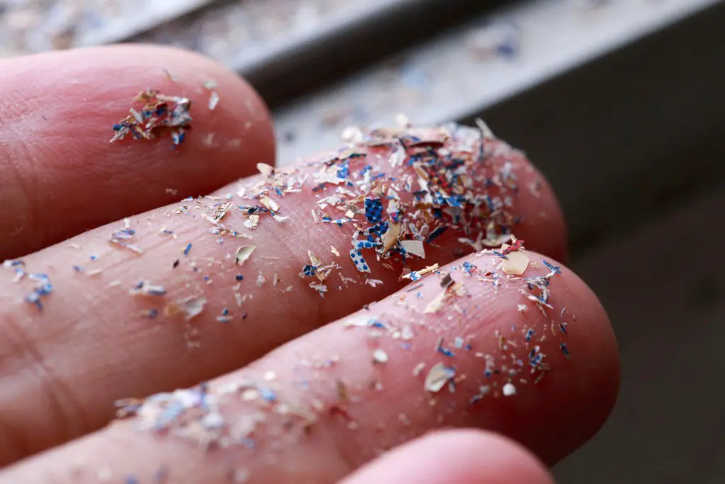 Picture of microplastics on hand