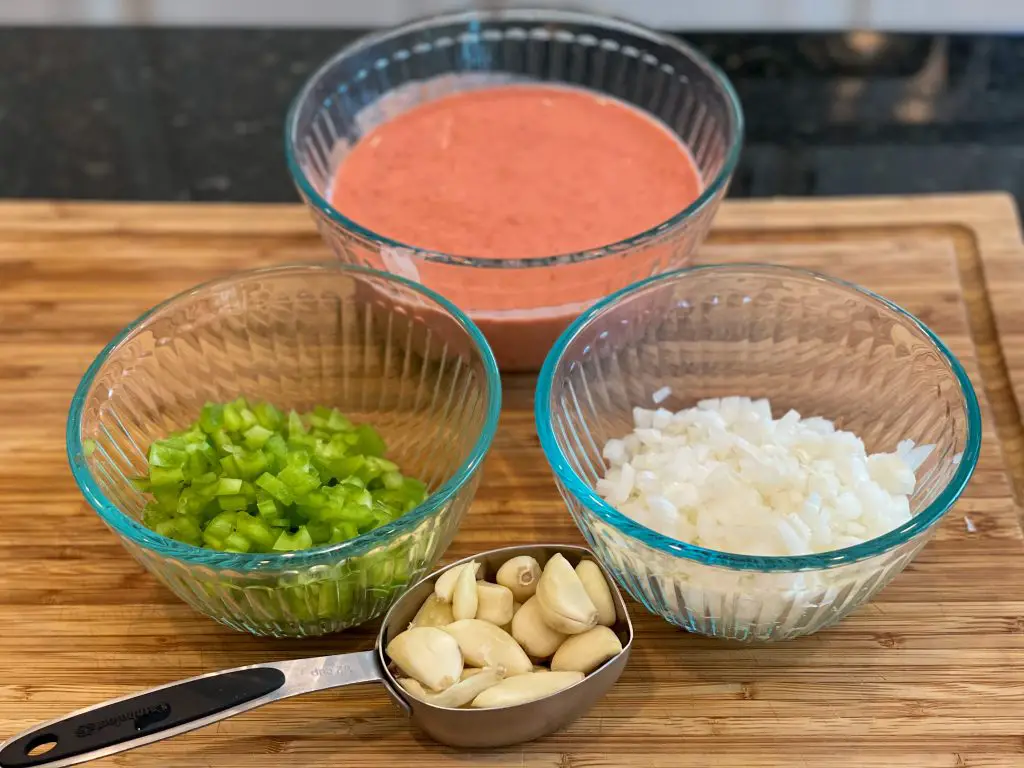 Sofito ingredients for arroz con pollo.