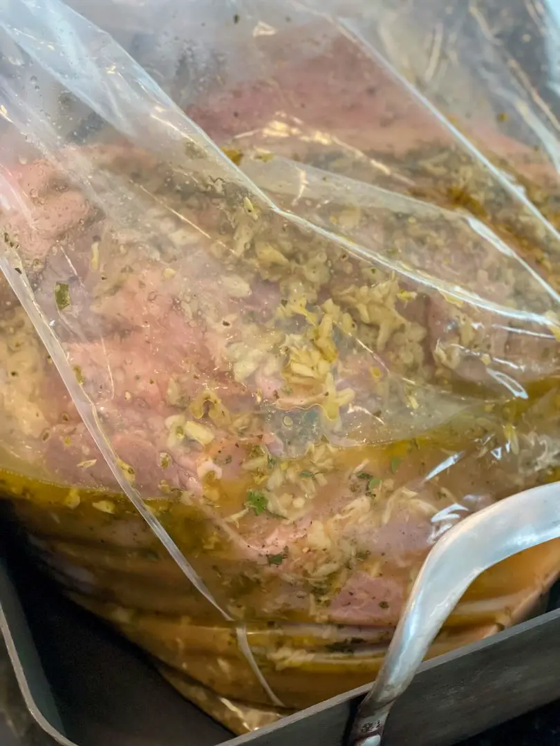 Let the lechon marinate in a turkey brining bag.