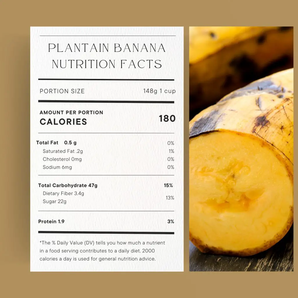 Plantain banana nutrition facts.