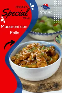 Macaroni con pollo pinterest pin.