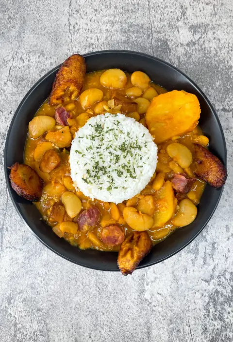 Cuban Instant Pot White beans with chorizo and potatoes.