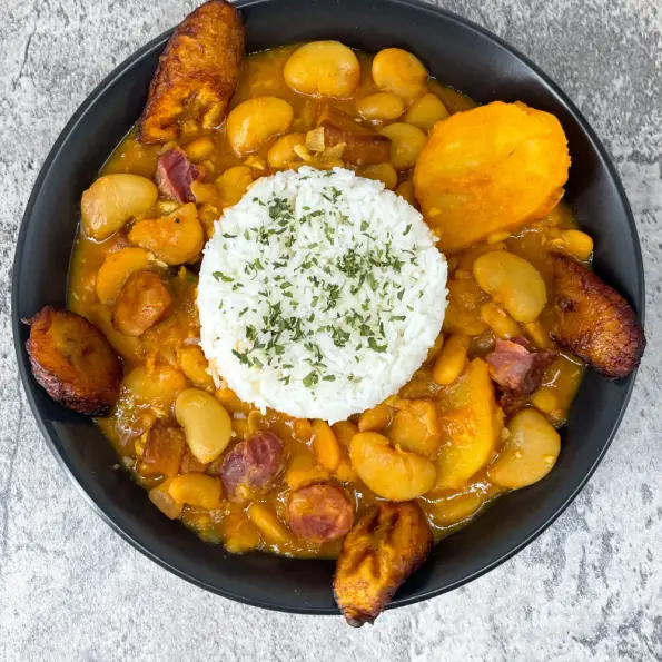 Cuban Instant Pot White beans with chorizo and potatoes.