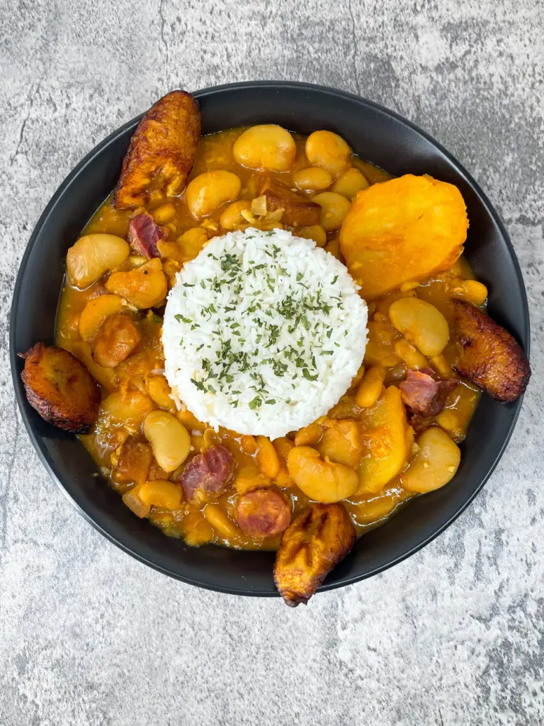 Cuban Instant Pot White beans with chorizo and potatoes.