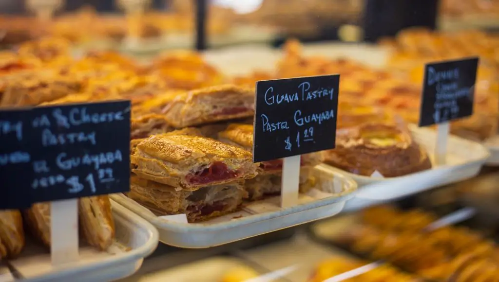 The pastry counter at Sweet Havana restaurant featuring guava pastries.